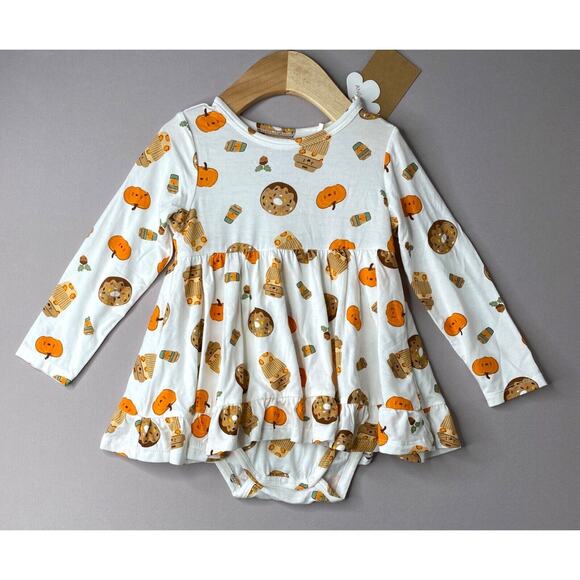 NWT Angel Dear Pumpkin Spice Latte Bamboo Twirly Dress Girls 18-24 Mo